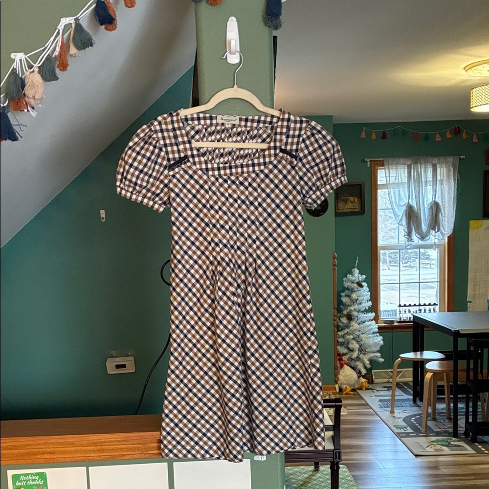 Plaid Square Neck Mini Dress